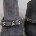 Chanel Side Gore Ankle Boots Size 38 C Gray Suede Shoes — view 9