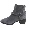 Chanel Side Gore Ankle Boots Size 38 C Gray Suede Shoes