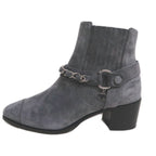 Chanel Side Gore Ankle Boots Size 38 C Gray Suede Shoes