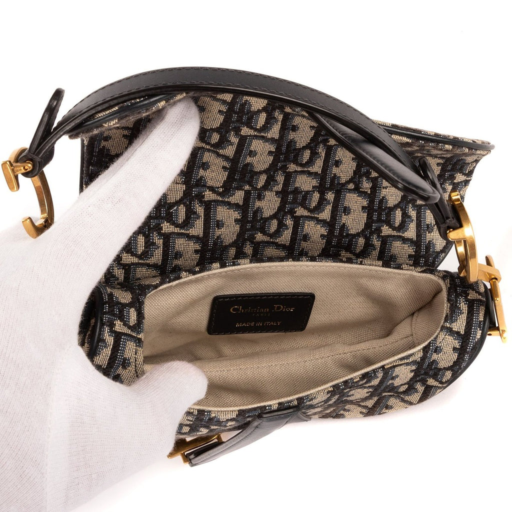 Dior Blue Canvas Bree Kusaddle Navy — view 9