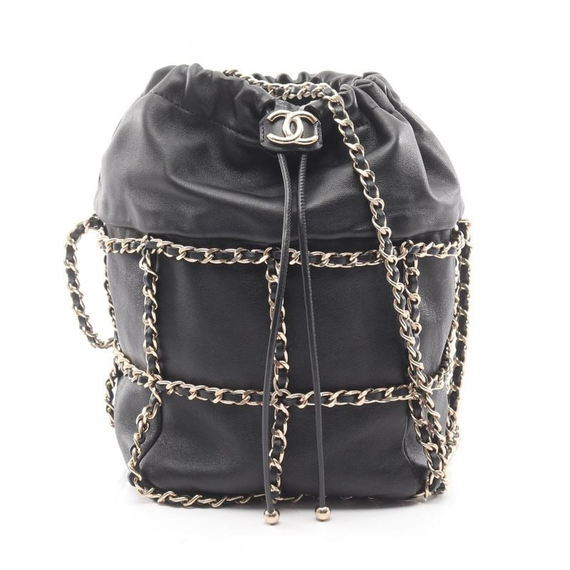 Chanel Shoulder Bag As2313 Black Lambskin Bucket Drawstring Chain — view 2