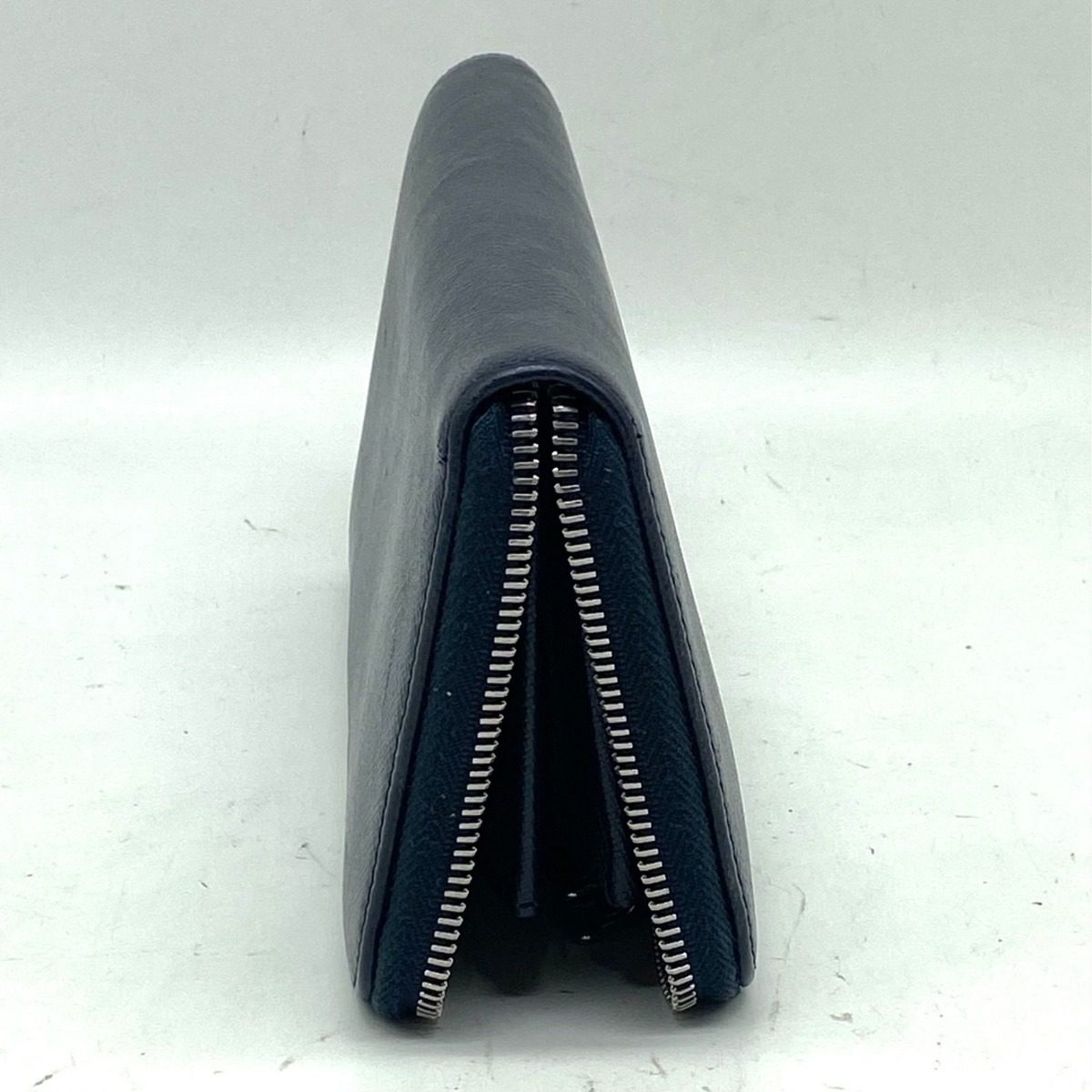 Prada Wallet Saffiano Round Navy Blue Card Coin Bill Holder — view 5