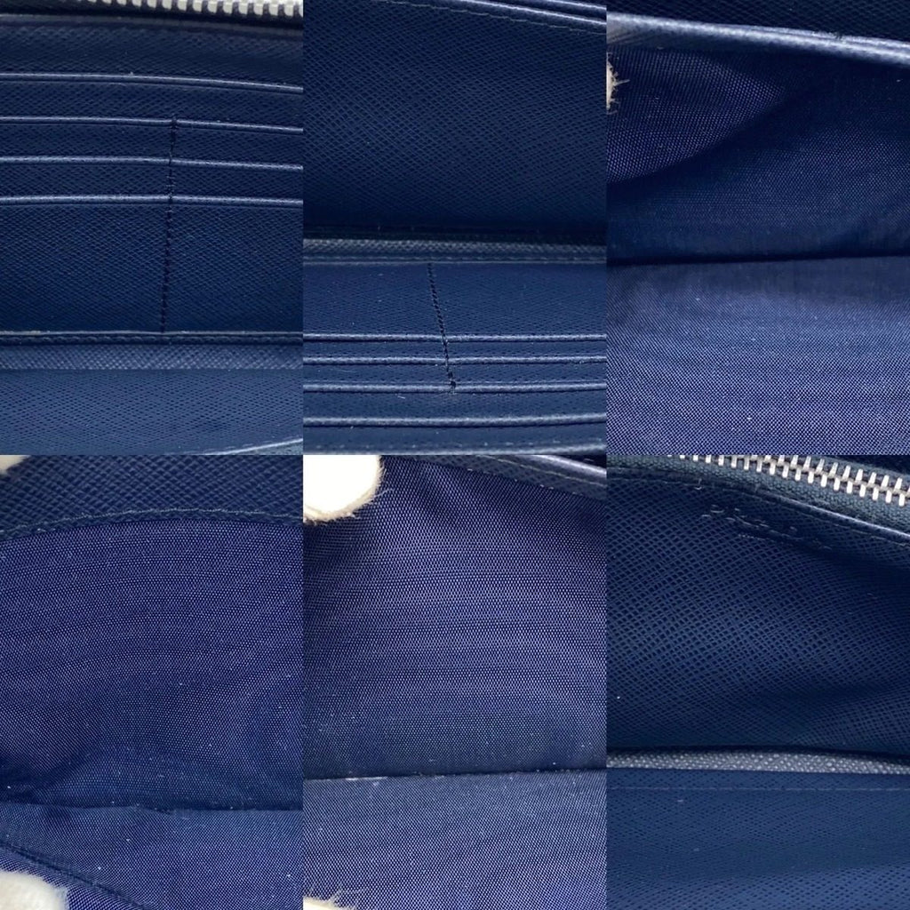Prada Wallet Saffiano Round Navy Blue Card Coin Bill Holder — view 8