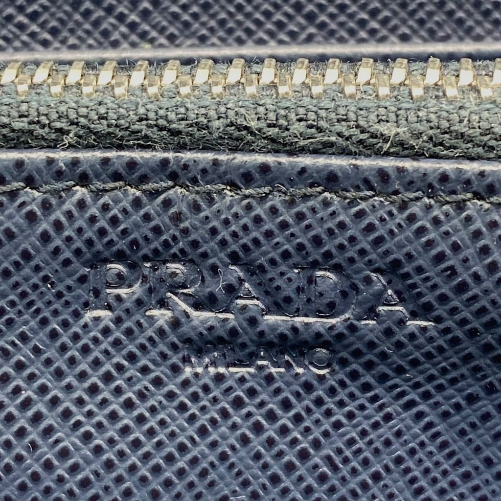 Prada Wallet Saffiano Round Navy Blue Card Coin Bill Holder — view 9