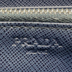 Prada Wallet Saffiano Round Navy Blue Card Coin Bill Holder — view 9