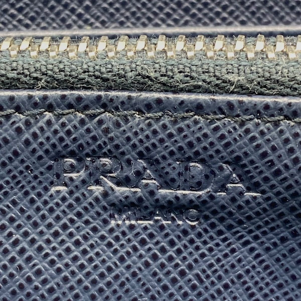 Prada Wallet Saffiano Round Navy Blue Card Coin Bill Holder — view 9