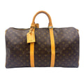 Louis Vuitton Keepall Bandouliere 50 Monogram Leather Brown Boston Bag Gold