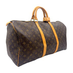 Louis Vuitton Keepall Bandouliere 50 Monogram Leather Brown Boston Bag Gold — view 2