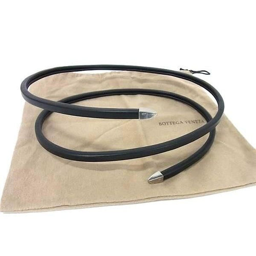 Bottega Veneta Leather Silver Spiral Belt Black
