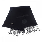 Chanel Coco Mark Scarf Wool Cashmere Black