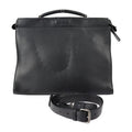 Fendi Peekaboo Fit Business Bag 7 Va406 Leather Black Silver Hardware Selleria