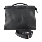 Fendi Peekaboo Fit Business Bag 7 Va406 Leather Black Silver Hardware Selleria