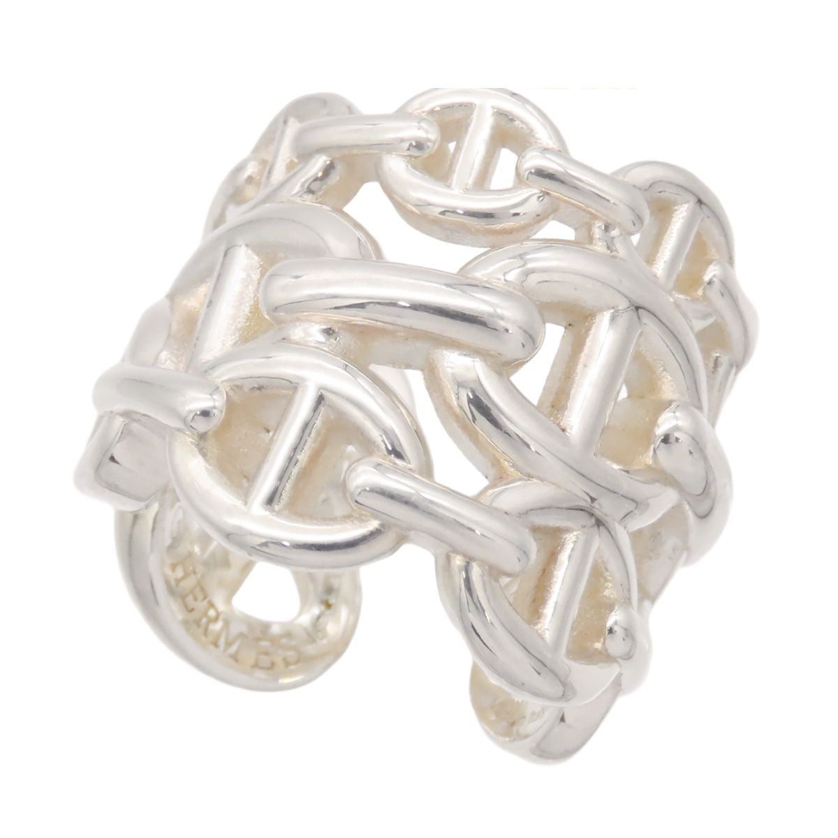 Hermes Chaine D'ancre Enchainee GM Silver 46 Ring