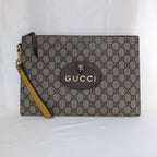 Gucci GG Supreme Neo Vintage Taiga Head Logo Brown Clutch