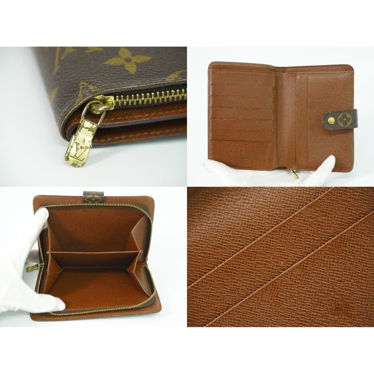 Louis Vuitton LV Porte Papier Zip Monogram Fold Wallet Brown — view 8