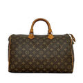 Louis Vuitton Boston Bag Speedy 35 Brown Monogram Canvas Leather 854 SA Mini