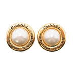 Chanel Vintage Circle Pearl Cambon Earrings Round