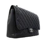 Chanel Shoulder Bag Deca Quilted Caviar Leather Black Silver — view 2