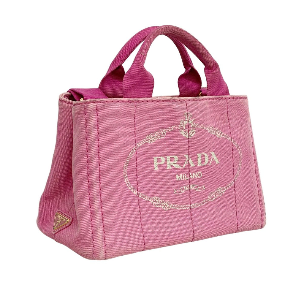 Prada Handbag Canapa Canvas Pink Gold 2-Way — view 2