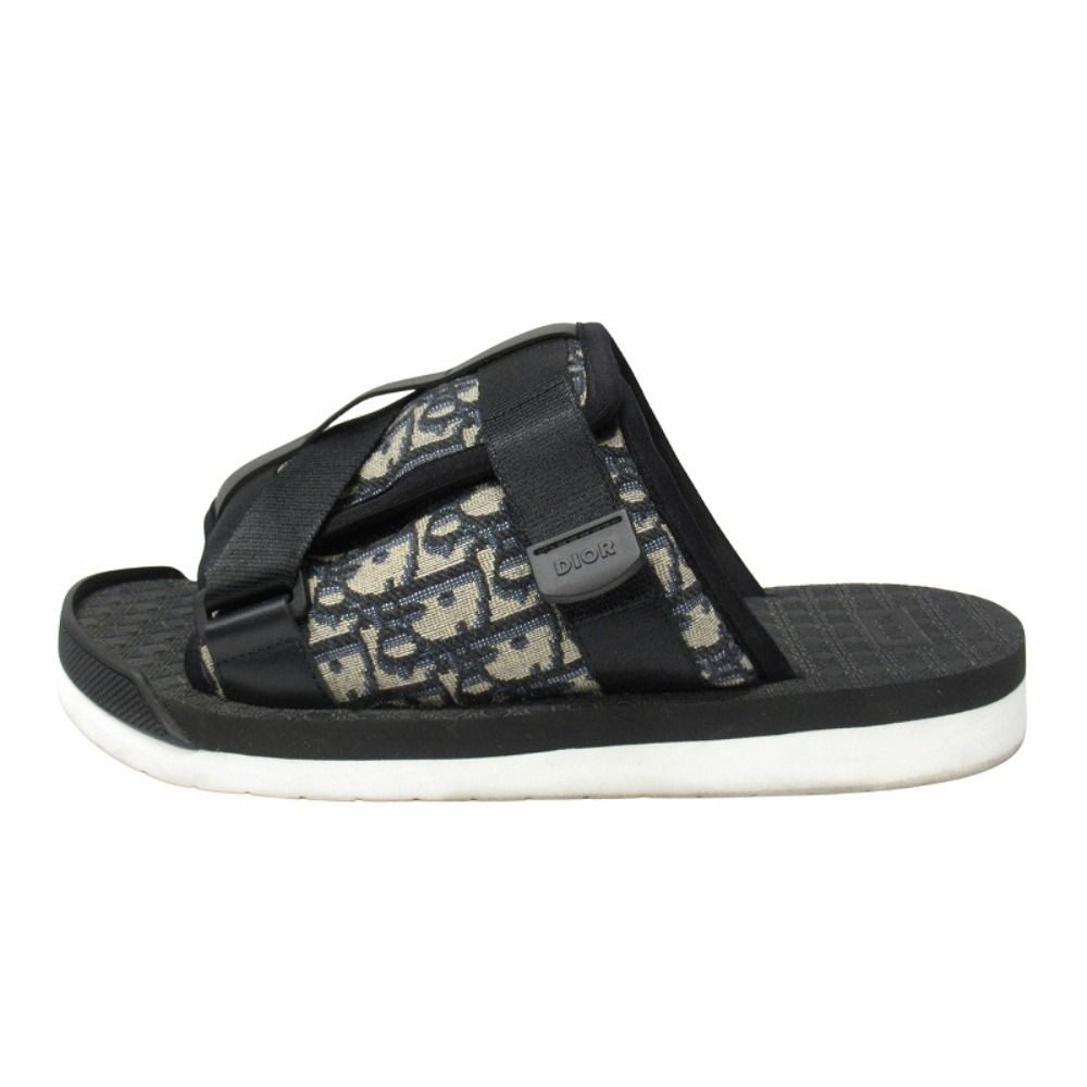 Dior Alpha Slide Sandals Blue Jacquard Shoes 42 Black Navy
