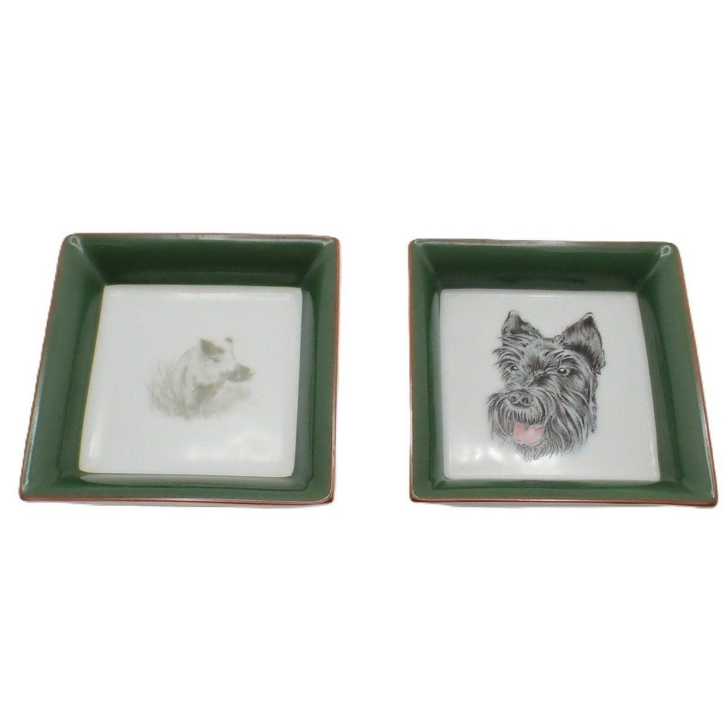 Hermes Mini Plate Boar Scottish Terrier Set of 2