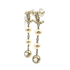 Chanel CC Logo Rhinestone Faux Pearl Long Color Stone Off White Clear Gold — view 2