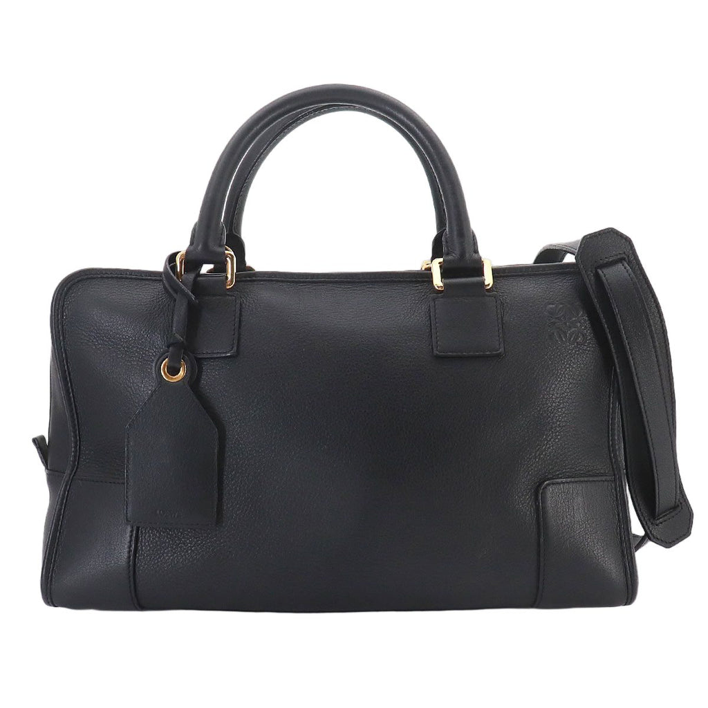 Loewe Amazona 36 Hand Bag Leather Black Gold Anagram