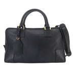 Loewe Amazona 36 Hand Bag Leather Black Gold Anagram
