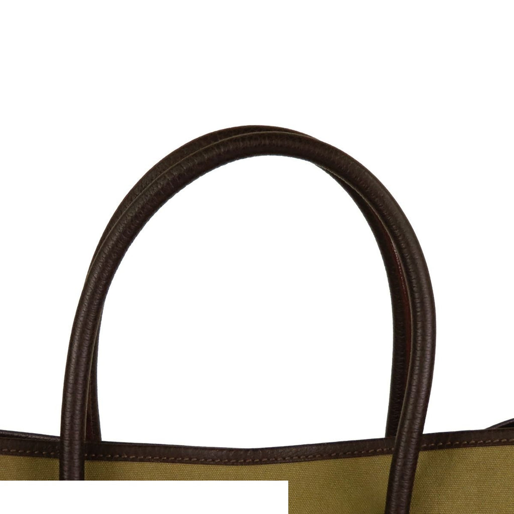 Hermes Garden Party PM Khaki Dark Brown Silver Toile Buffalo Tote Bag — view 4