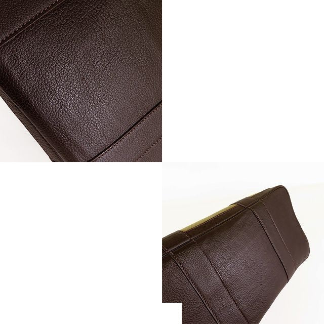 Hermes Garden Party PM Khaki Dark Brown Silver Toile Buffalo Tote Bag — view 6