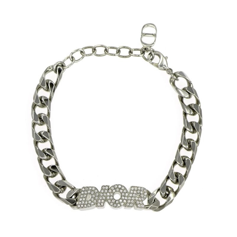 Dior Bracelet Silver Color Logo Rhinestone Accessory Man — view 2
