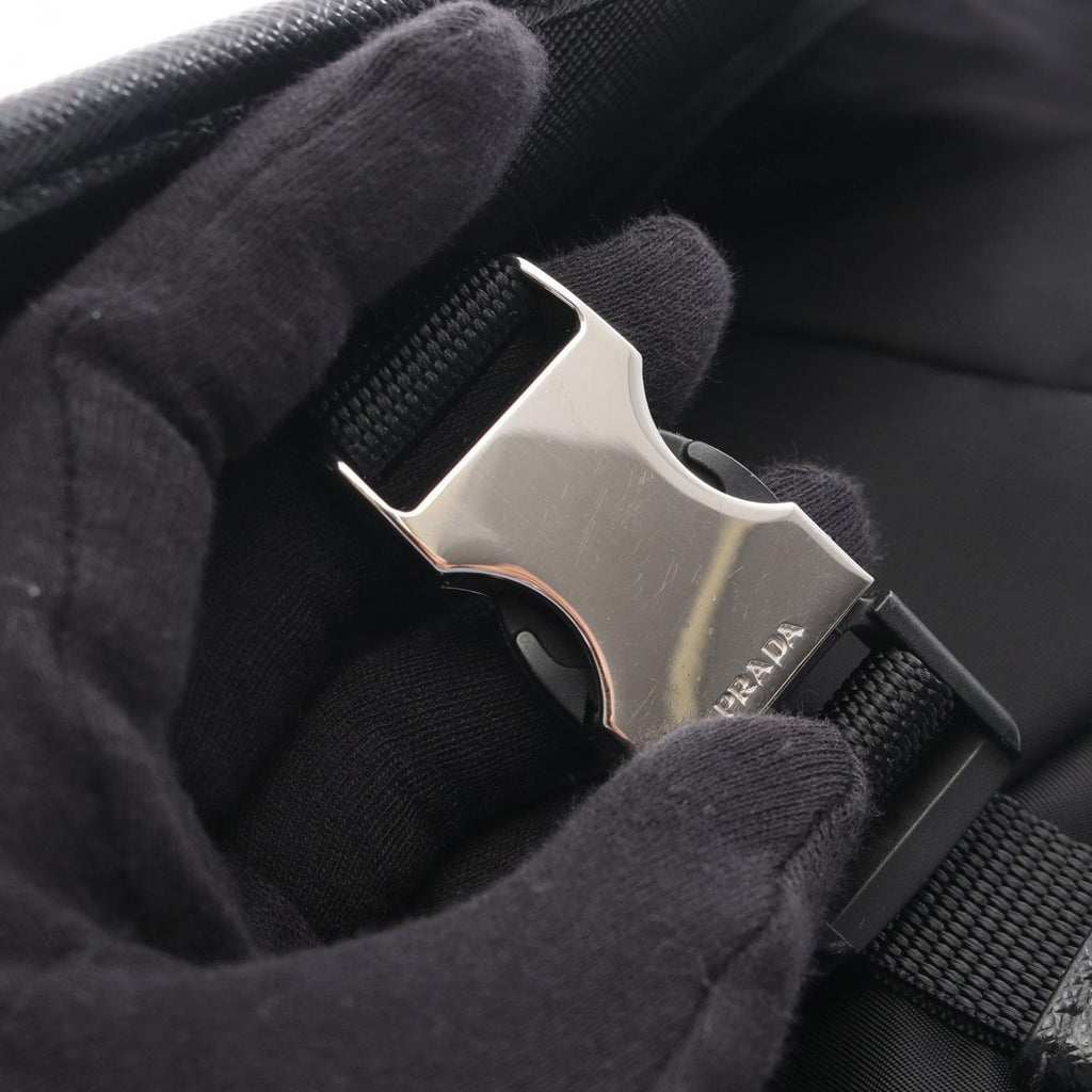 Prada Shoulder Bag Black Nylon Leather Triangle Logo — view 8