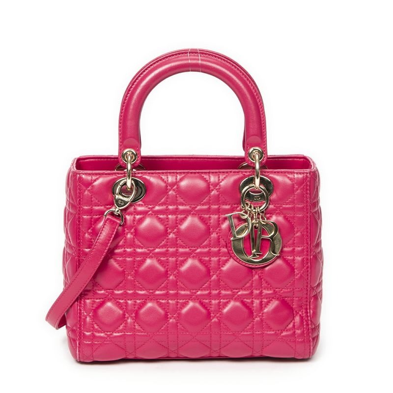 Dior Medium Lady Zip Fuchsia Cannage Lambskin Leather