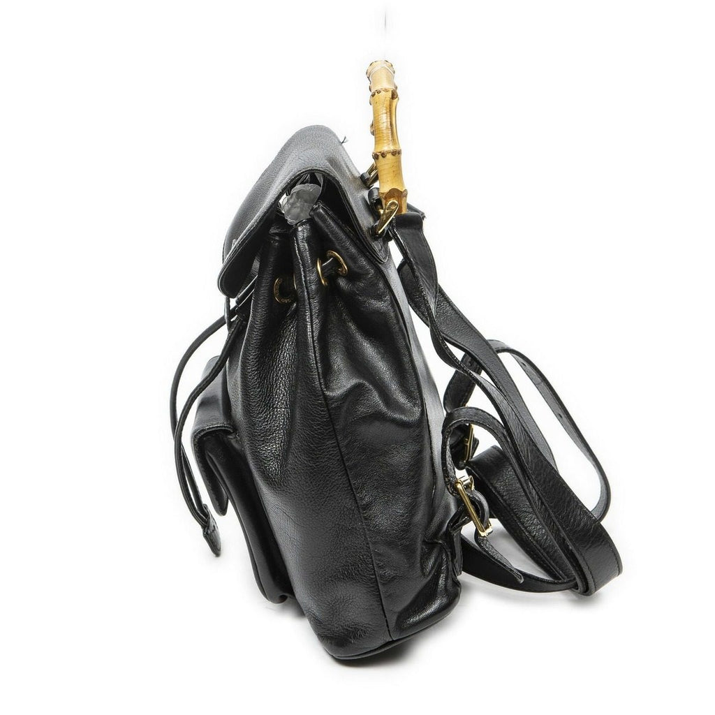 Gucci Mini Bamboo Backpack Black Greinca Lambskin Leather — view 3