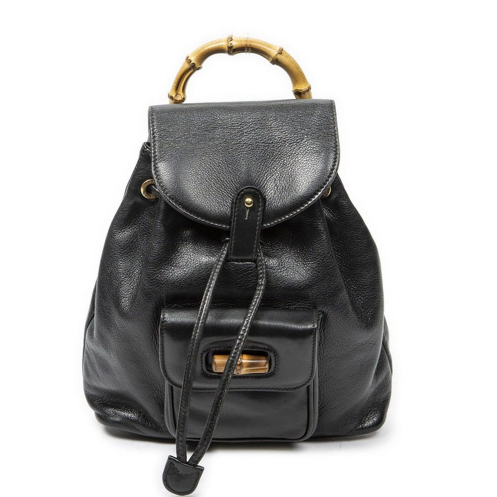 Gucci Mini Bamboo Backpack Black Greinca Lambskin Leather