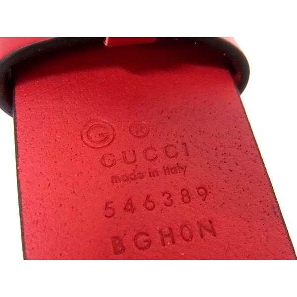 Gucci Interlocking Leather Silver Belt Red — view 5
