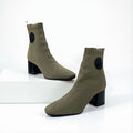 Hermes Volver Boots Short Shoes Fabric Leather Khaki Black Knit Exlibris