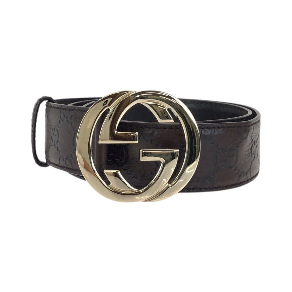 Gucci Guccissima Interlocking GG Pattern Dark Brown Gold