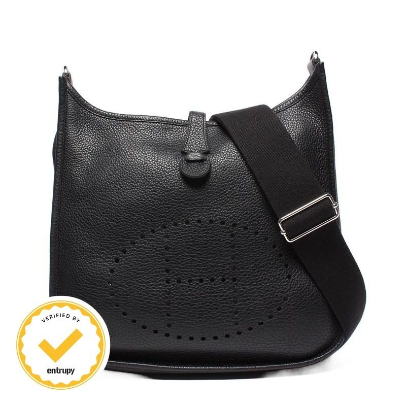 Hermes Shoulder Bag Silver Taurillon Clemence Evelyne 3 PM