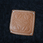 Loewe Mohair Wool Anagram Leather Patch with Fringe Scarf Black — view 4