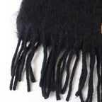 Loewe Mohair Wool Anagram Leather Patch with Fringe Scarf Black — view 5