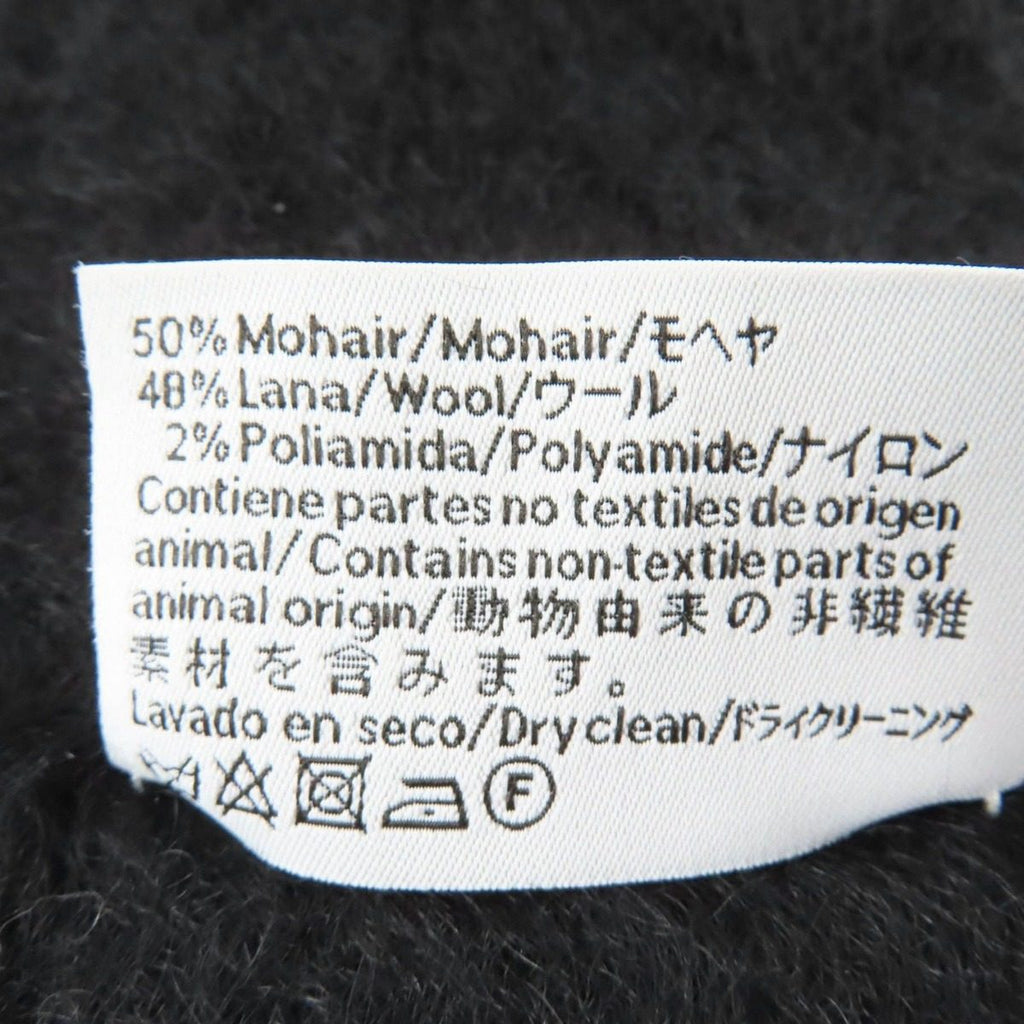 Loewe Mohair Wool Anagram Leather Patch with Fringe Scarf Black — view 7