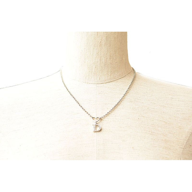 Christian Dior Necklace Logo Heart Silver Rhinestone — view 2