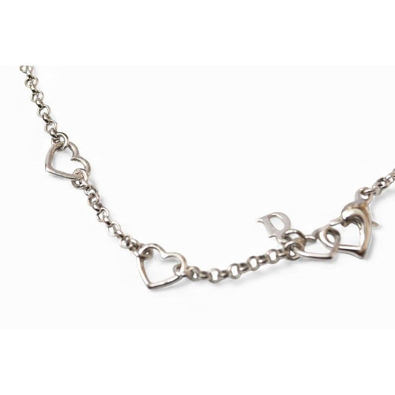Christian Dior Necklace Logo Heart Silver Rhinestone — view 4