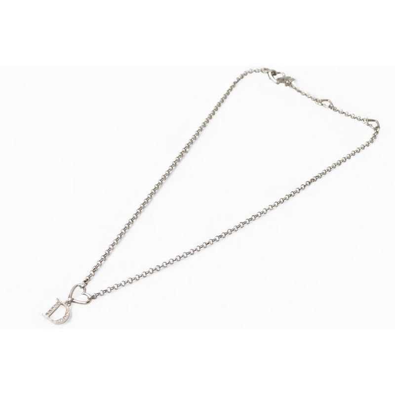 Christian Dior Necklace Logo Heart Silver Rhinestone — view 5