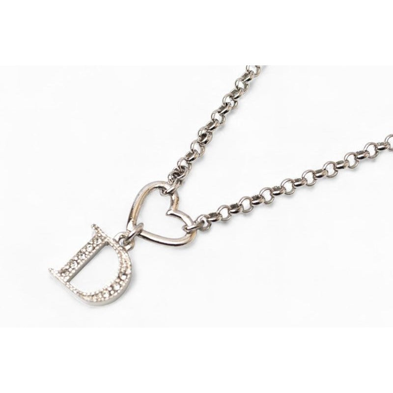 Christian Dior Necklace Logo Heart Silver Rhinestone — view 6