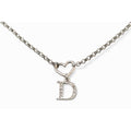 Christian Dior Necklace Logo Heart Silver Rhinestone
