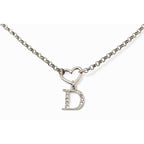 Christian Dior Necklace Logo Heart Silver Rhinestone