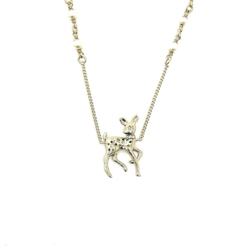 Chanel Necklace Bambi Faux Pearl G26 Metal