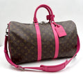 Louis Vuitton Keepall Bandouliere 45 Monogram Macassar Pondicherry Pink Handbag
